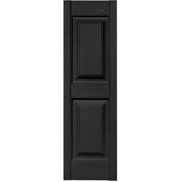 Builders Edge 12 in. x 39 in. Raised Panel Vinyl Exterior Shutters Pair in Black