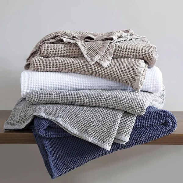 Brielle Home Darren Cotton Waffle Blanket - King/Cal King - White
