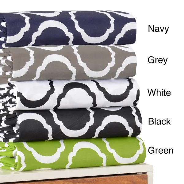 Superior Scroll Park Cotton Rich 600 Thread Count Sheet Set, California King, White/Black