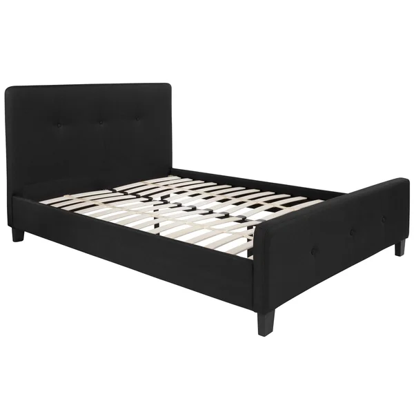 81x22 Black and White Rectangular Tufted Upholstered Platform Bed - Full Size