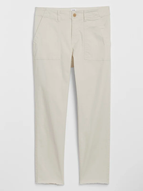 Gap Factory Women's Girlfriend Khakis with Raw Hem Tan Chino Pant Regular Size 12