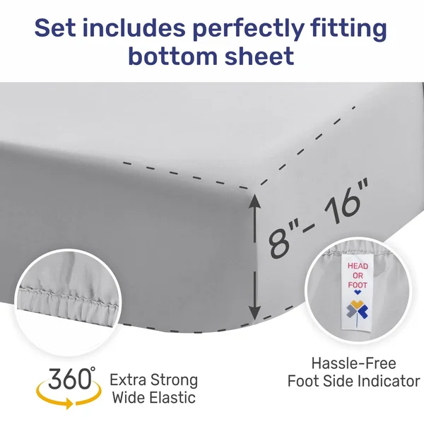 Split King Sheets for Adjustable Bed - Light Blue Color - 500 Thread Count 100% Real Cotton, Silky Sateen Weave 5 Piece Bed Sheet