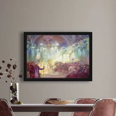 The Holy Mount Athos by Alphonse Mucha - Picture Frame Painting Print on Paper Fleur De Lis Living Size: 33x22 H x 46x22 W x 1.5