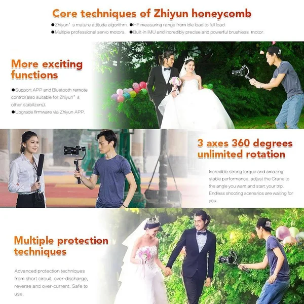 Zhiyun Crane (V2) 3-Axis Handheld Gimbal Stabilizer for Mirrorless Camera and Dslr Up to 3.96lb - I. E. Canon M, Nikon J, Sony A7