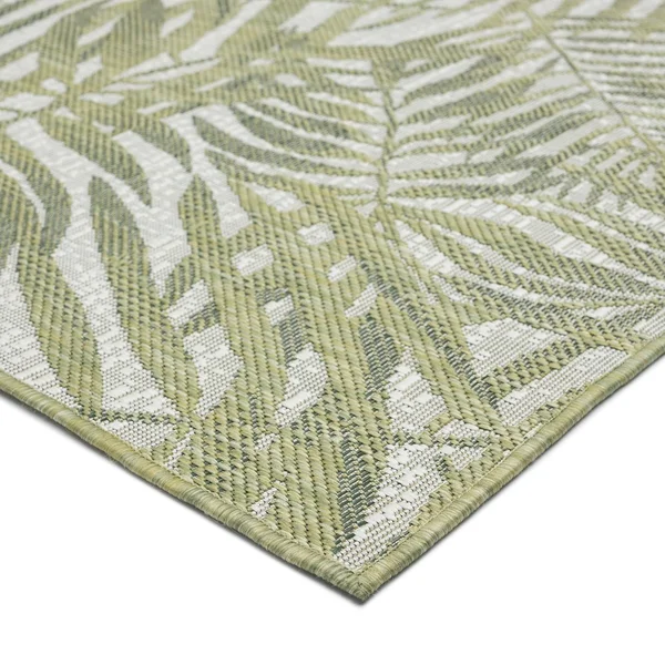 Indoor/Outdoor Palmiero Tropical Palm Leaves Area Rug - Sand - 5&3x22 x 7&7x22