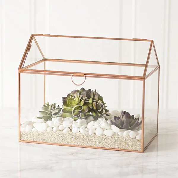Cathy&s Concepts Gold Personalized Glass Terrarium Reception Gift Card Holder