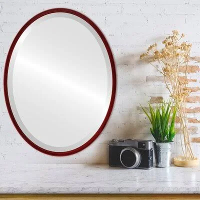 Javion Framed Oval Mirror - Rubbed Black Ivy Bronx Finish: Black Cherry - Size: 19.12x22 H x 25.12x22 W