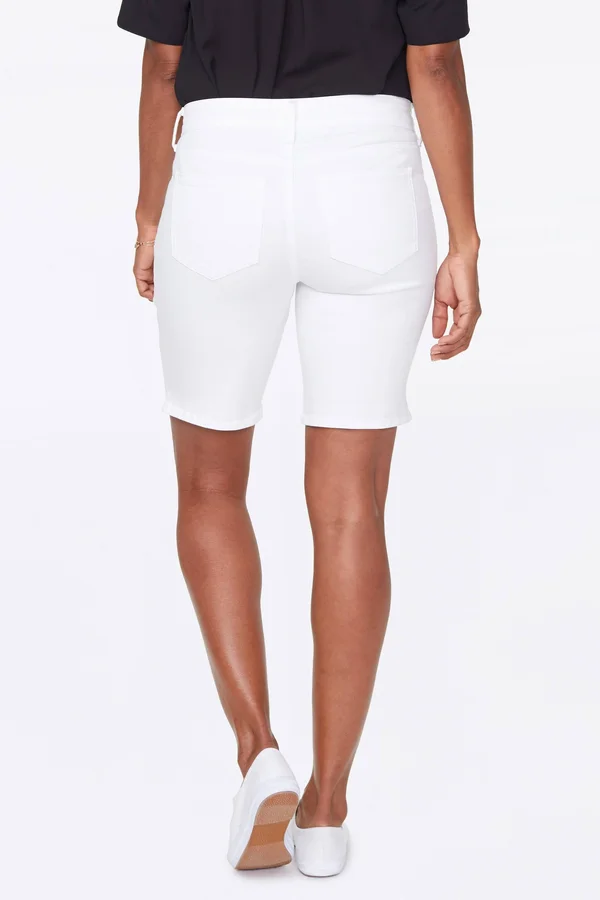 Petite Women's Nydj Ella Side Slit Denim Shorts - 6p, Optic White