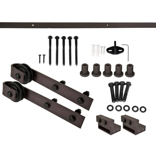 CALHOME K Series Stained Wood Sliding Barn Door with Hardware Kit - Walnut - 38 x 84
