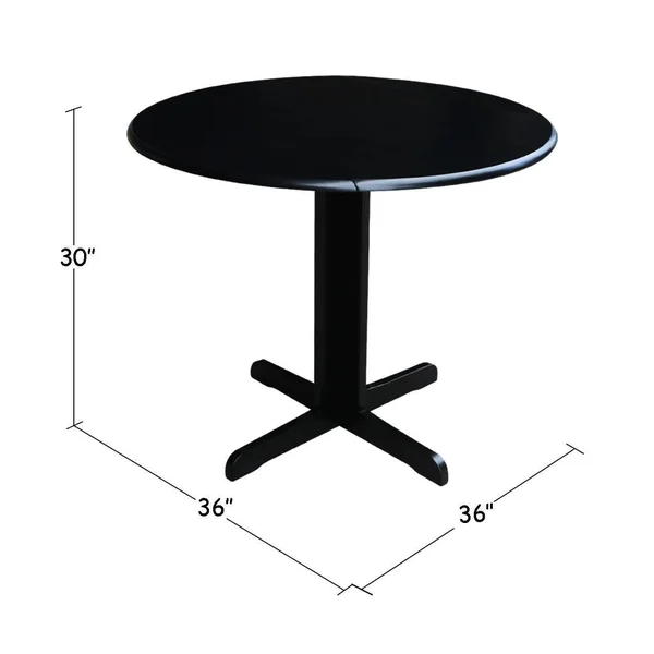 International Concepts 36x22 Dual Drop Leaf Table with 2 San Remo Chairs - Black