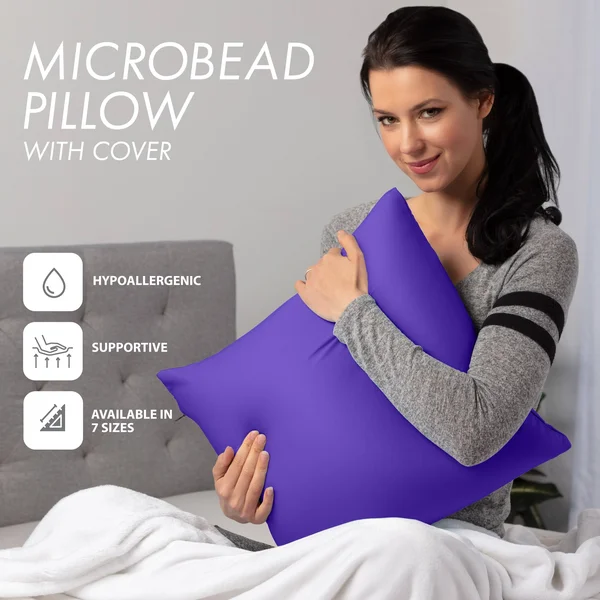 26x22 x 26x22 Throw Pillow Cozy Soft Microbead: 1 PC, Dark Lavendar