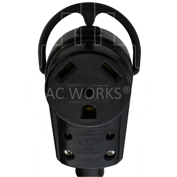 AC Works 100 ft. 30 Amp 125-Volt NEMA TT-30 RV Rubber Extension Cord with Handle, Black