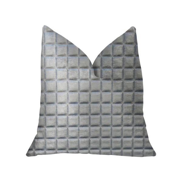 Plutus Silverton Silver Artificial Leather Luxury Throw Pillow - Size: 22x22 x 22x22
