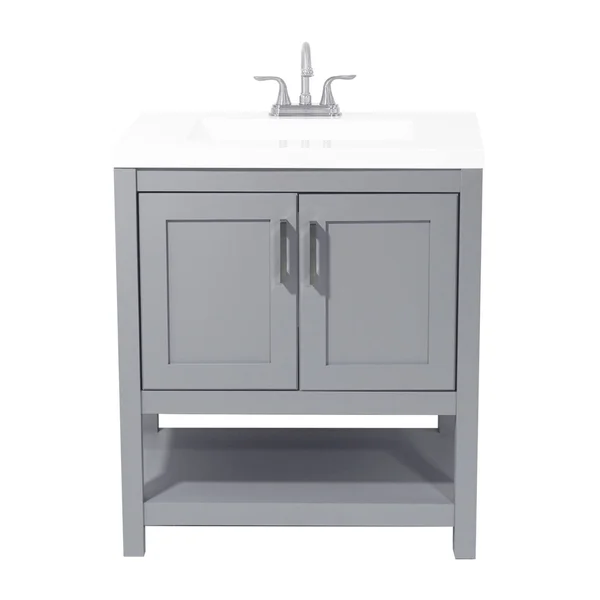 Tufino Bath Vanity with Cultured Marble or Quartz Stone Top (Color: White - Vanity Top: Quartz Galaxy White, Size: 25x22)
