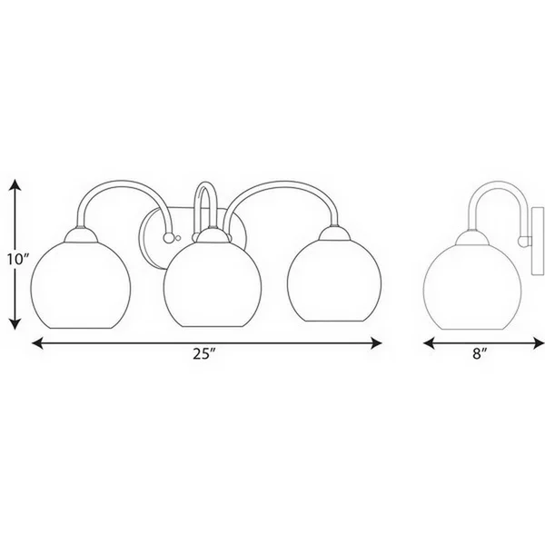 Progress Lighting P300086-009 Carisa Three-Light Bath Brushed Nickel