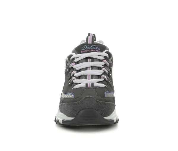 Women's Skechers 149060 D&Lites Sparkling Rain Sneakers in Charcoal/Pink Size 7 Wide