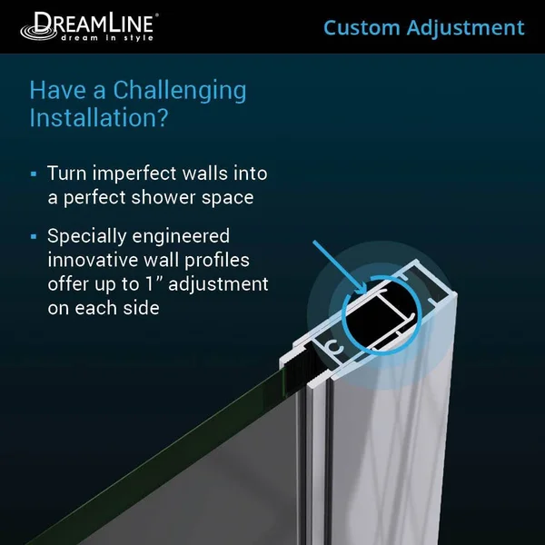 DreamLine SHDR-4125720-04 Elegance 25 1/4 -27 1/4x22 Frameless Pivot Shower Door Brushed Nickel