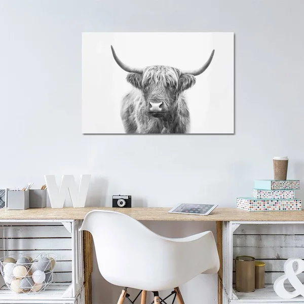 Highland Bull by Sisi & Seb - Graphic Art Print iCanvas Format: Wrapped Canvas, Size: 18x22 H x 26x22 W x 0.75x22 D, Matte C