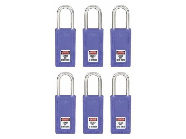 Master Lock 411KAS6BLU Lockout Padlock - ka, blue, 3x22h, pk6