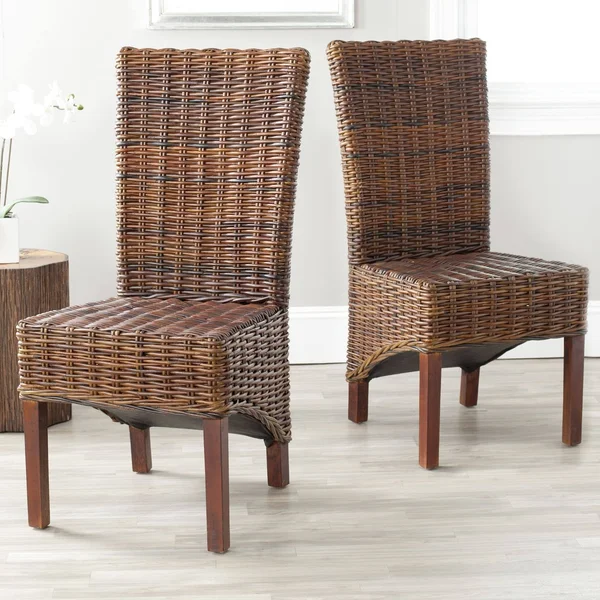 Safavieh Ridge Dark Brown 18x22 Rattan Side Chair - Set of 2