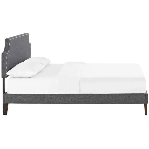 Modway Corene King Fabric Platform Bed with Squared Tapered Legs Gray