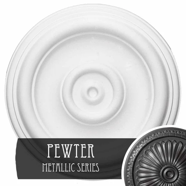 12x22OD x 1x22P Traditional Ceiling Medallion (Fits Canopies Up to 2 3/4x22) - Hand-Painted Pewter