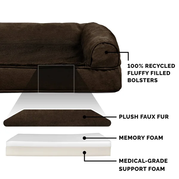 Furhaven Plush Suede Memory-Top Dog Couch Pet Bed (Medium - Gray)