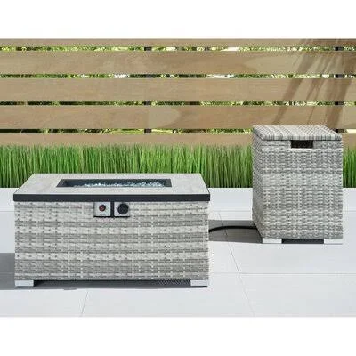 Tia Stainless Steel Propane Fire Pit Table Rosecliff Heights Finish: Gray