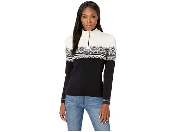 Dale of Norway Women's St. Moritz Feminine Sweater - Small - Black, White, Dark Charcoal