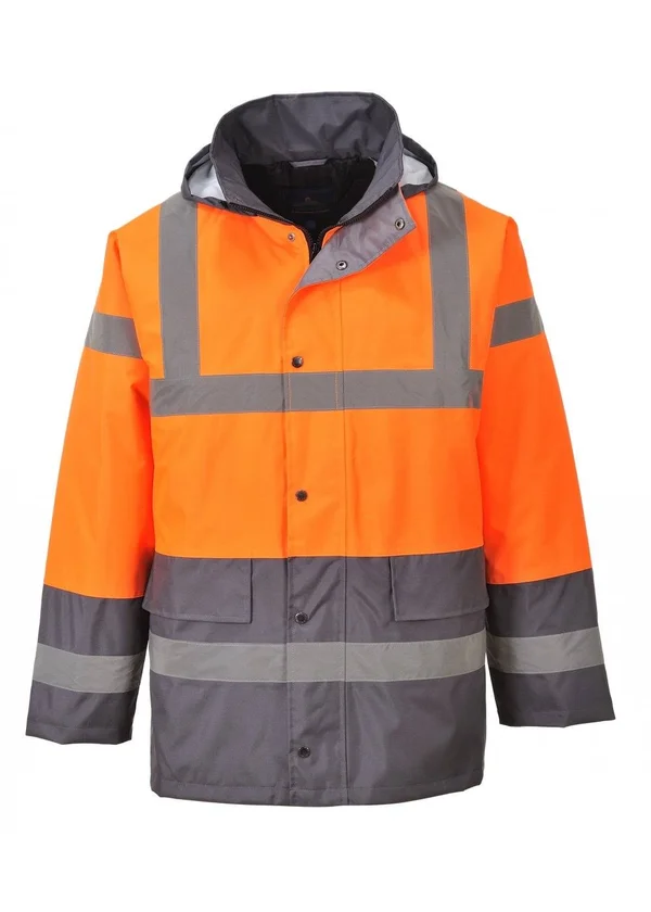 Portwest Hi-Vis Two Tone Traffic Jacket S467 - Orange/Grey, L