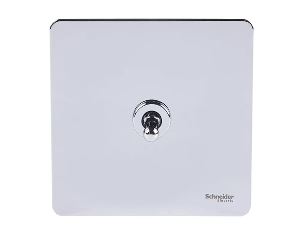 Schneider Electric Ultimate Screwless Flat Plate - Single Toggle 2 Way Light Switch - 16AX, GU1412TPC, Polished Chrome