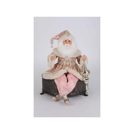 Karen Didion Sparkling Blush Posable Santa Figurine, 18 Inches, Gold