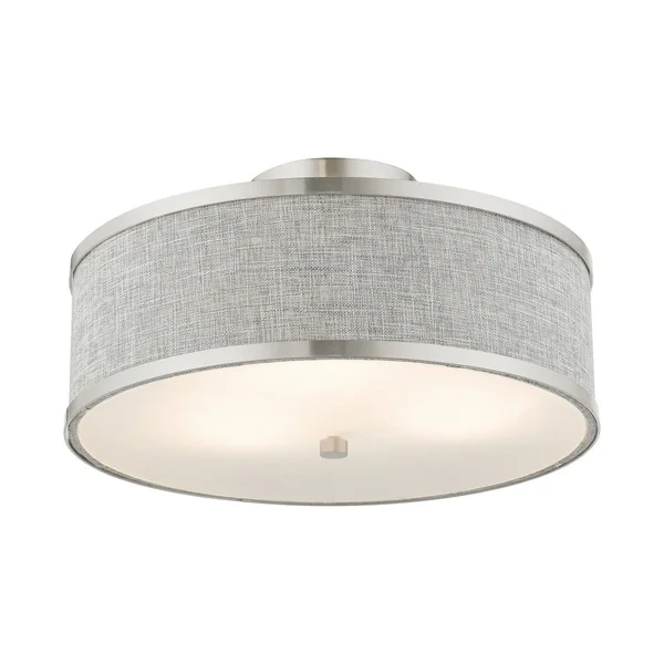 Livex Lighting Park Ridge 3 Light Brushed Nickel Semi Flush Mount 60423-91