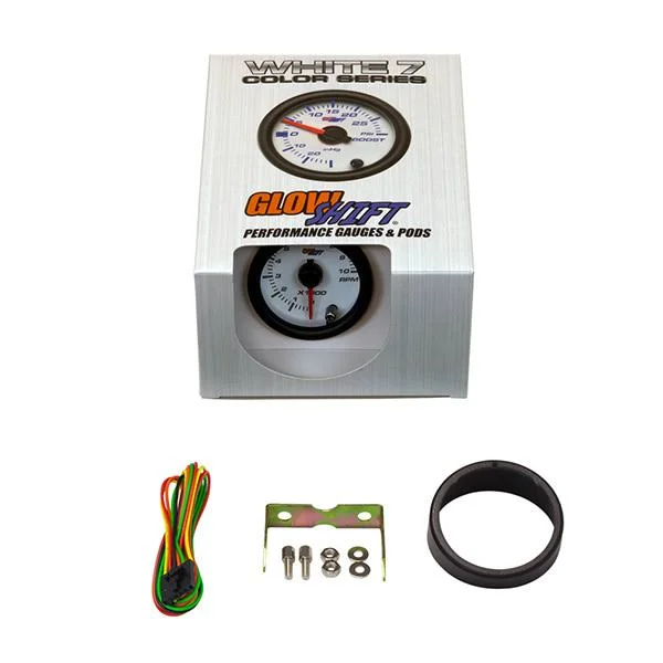 GlowShift White 7 Color Tachometer Gauge