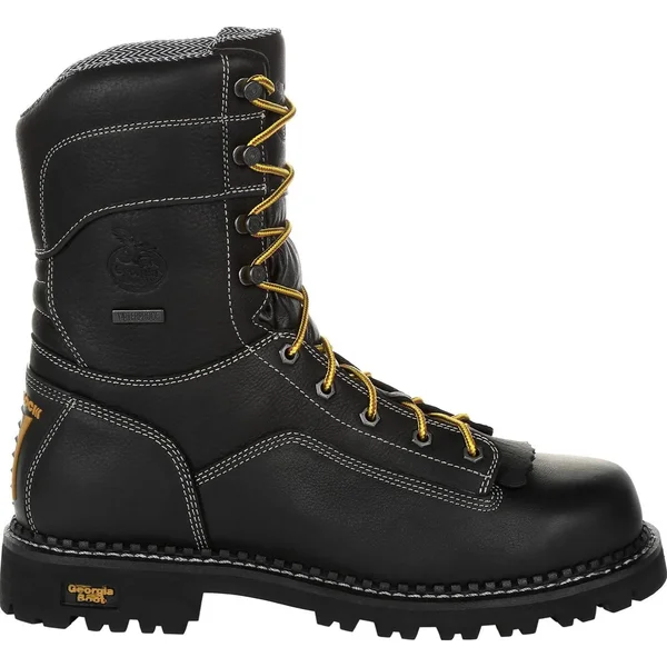 Georgia Boot Men's Amp LT Logger Low Heel Waterproof Work Boot, GB00271, Black