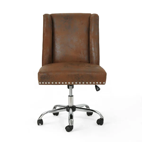 39.75x22 Brown and Silver Contemporary Home Office Desk Chair