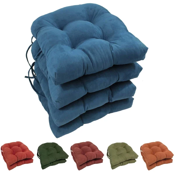 Blazing Needles16-inch U-Shaped MicroSuede Chair Cushions (Set of 4) Red Wine