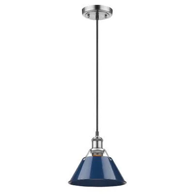 Weatherford 1 - Light Single Cone Pendant Trent Austin Design Finish: Pewter - Shade Color: Navy Blue, Size: 7x22 H x 7x22 W x 7x