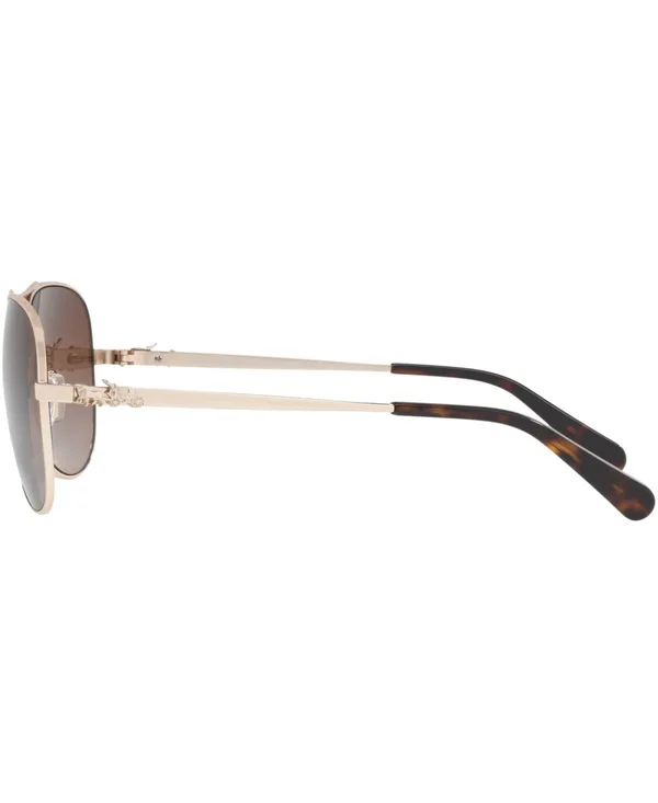 Coach Women's Polarized HC7074-90018J-59 Aviator Sunglasses, Silver/Purple