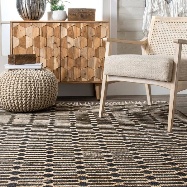 nuLOOM Lavena Printed Winged Trellis Area Rug, Black, 4x6 ft