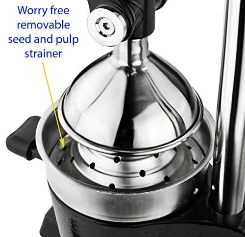 Royal Brands Manual Citrus Juicer Commercial Grade Cast Iron (Stainless Steel) STRAINER and Squeezer for Lemons Oranges Grapefru
