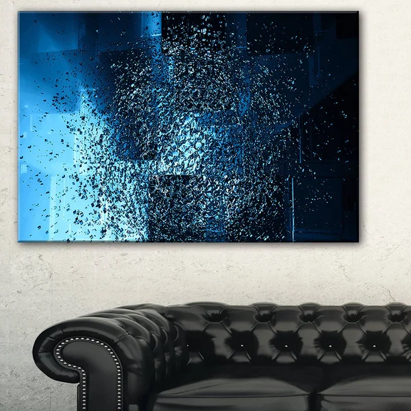 Design Art &Fractal 3D Blue Paint Splash& Graphic Art on Wrapped Canvas - Size: 20 inch H x 40 inch W x 1 inch D