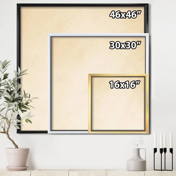 Designart 'Across The Lake VI' Lake House Framed Canvas - Blue - 30 in. Wide x 30 in. High - Gold