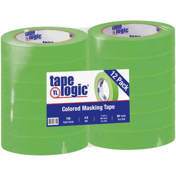 Tape Logic Masking Tape, 1x22 x 60 yds., Light Green, 12/Case