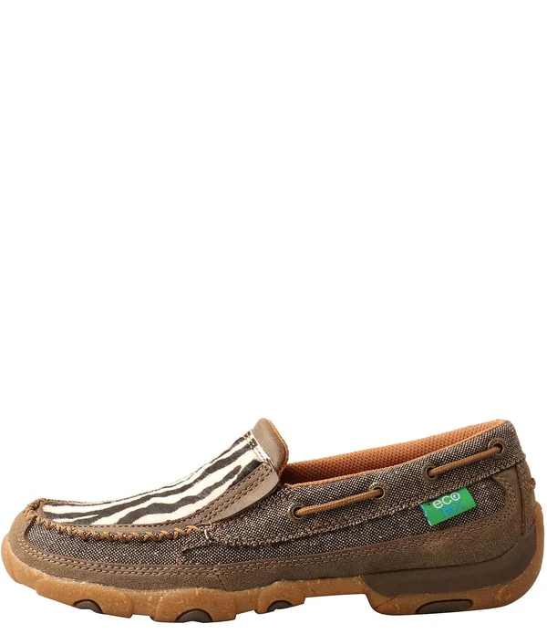 Twisted x Women's Slip-On Driving Moc - Bomber, White & Black