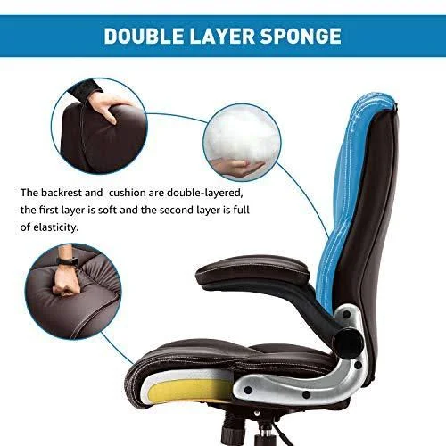 YAMASORO Leather Office High Back Computer Gaming Desk Chair Executive Ergonomic Lumbar SUPPORT - Brown