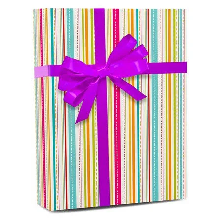 24 inch x 417' Multi Color Stripes Gift Wrap by Paper Mart, Size: 417' x 24, Quantity Of: 1