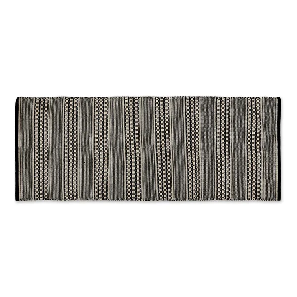 DII Black Dobby Stripe Hand-Loomed Rug 2ft 6Inx6 ft