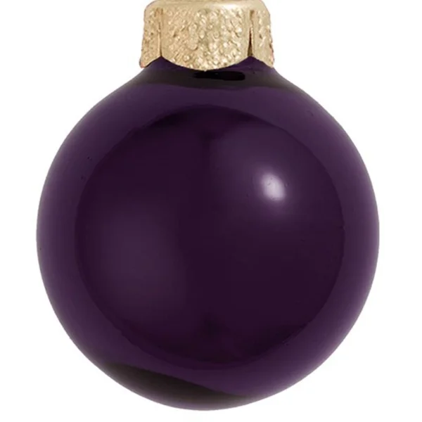 Whitehurst 2 in. Purple Shiny Glass Christmas Ornaments (28-Pack)