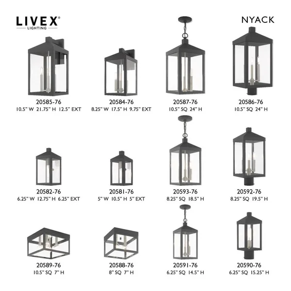 Livex Lighting 20588-91 Brushed Nickel Nyack 2 Light Outdoor Ceiling Mount